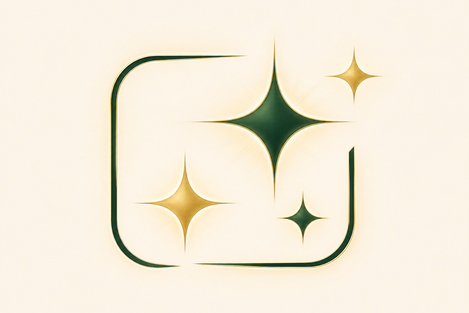 AI symbol — four sparkle stars within a rounded frame, representing intelligent technology